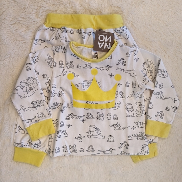 NWT NANO 2-pc Outfit Dragon Fantasy Print Yellow Trim Crown Size Unisex 12m - Picture 9 of 9